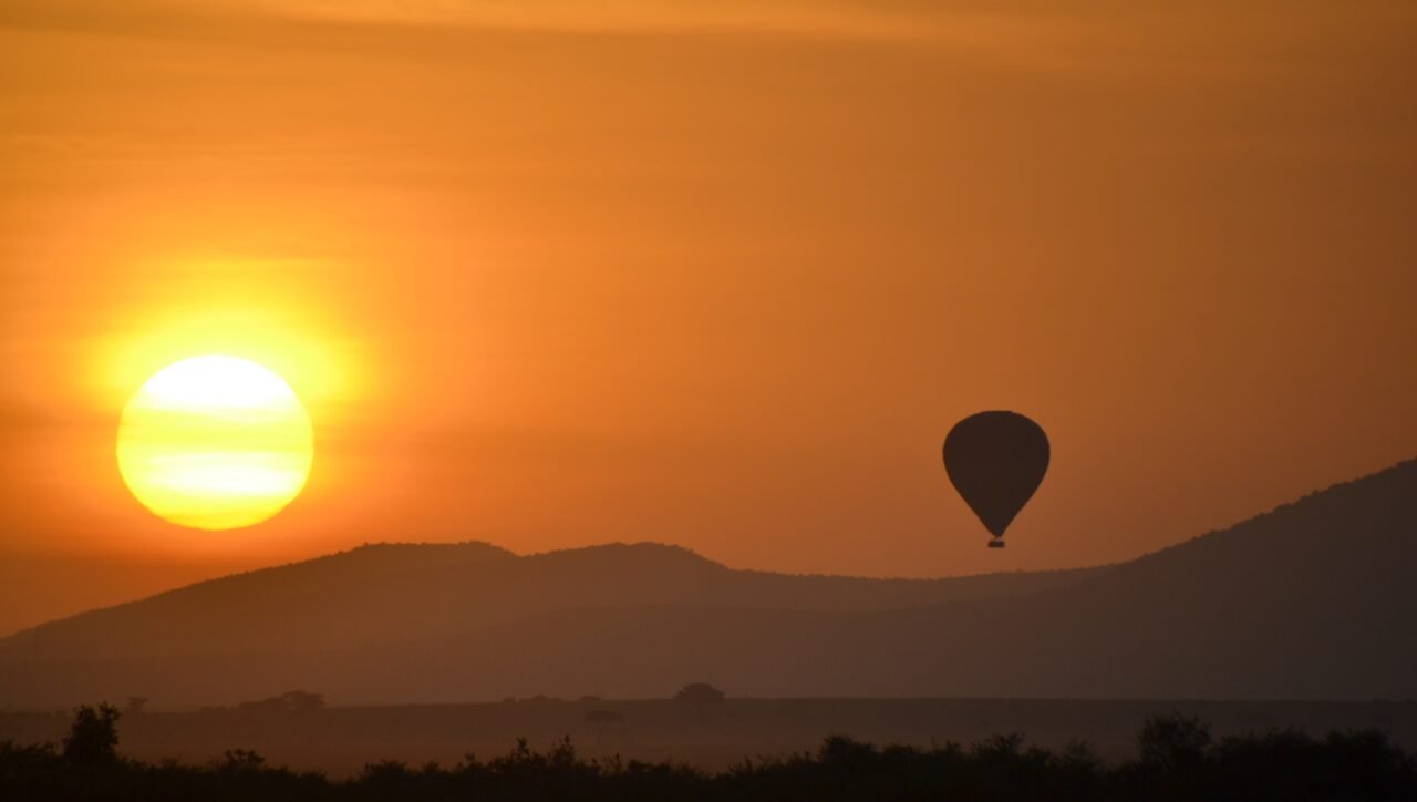 Scenic Hot Air Balloon Flight at Sunset