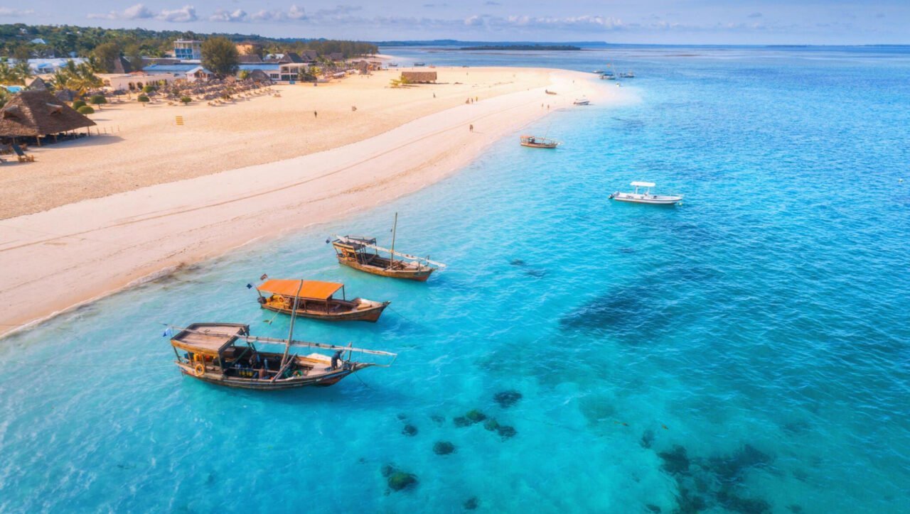 Crystal clear waters of the Indian Ocean off the coast of Zanzibar